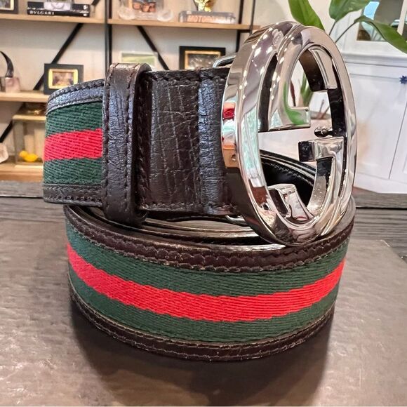 Gucci Belt with Iconic Web-line Design 90/36 - Picture 3 of 7